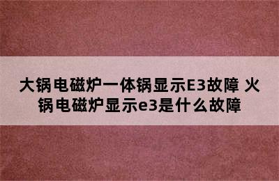 大锅电磁炉一体锅显示E3故障 火锅电磁炉显示e3是什么故障